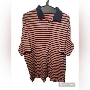 POLO GOLF by Ralph Lauren | men’s salmon/ navy striped short sleeves size XL